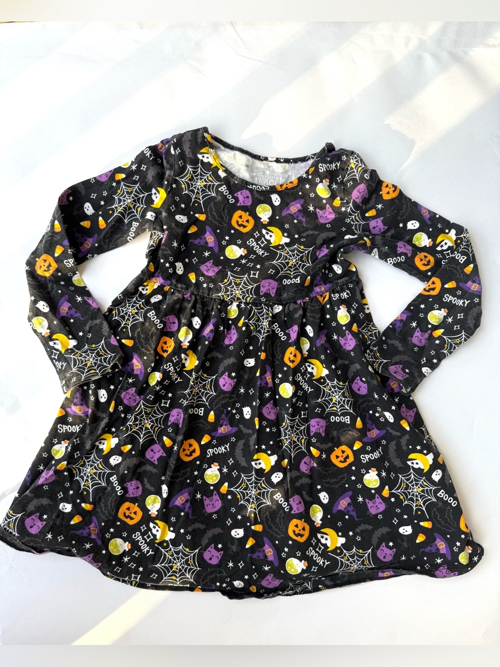 The Children's Place Black Halloween Print Long-Sleeve Dress